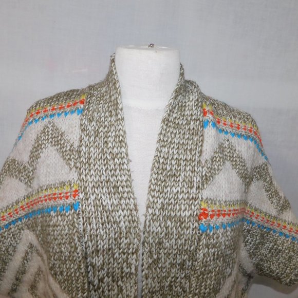 American Eagle Aztec Southwestern Chunky Knit Open Cardigan Sweater Women xs / s - Picture 2 of 10